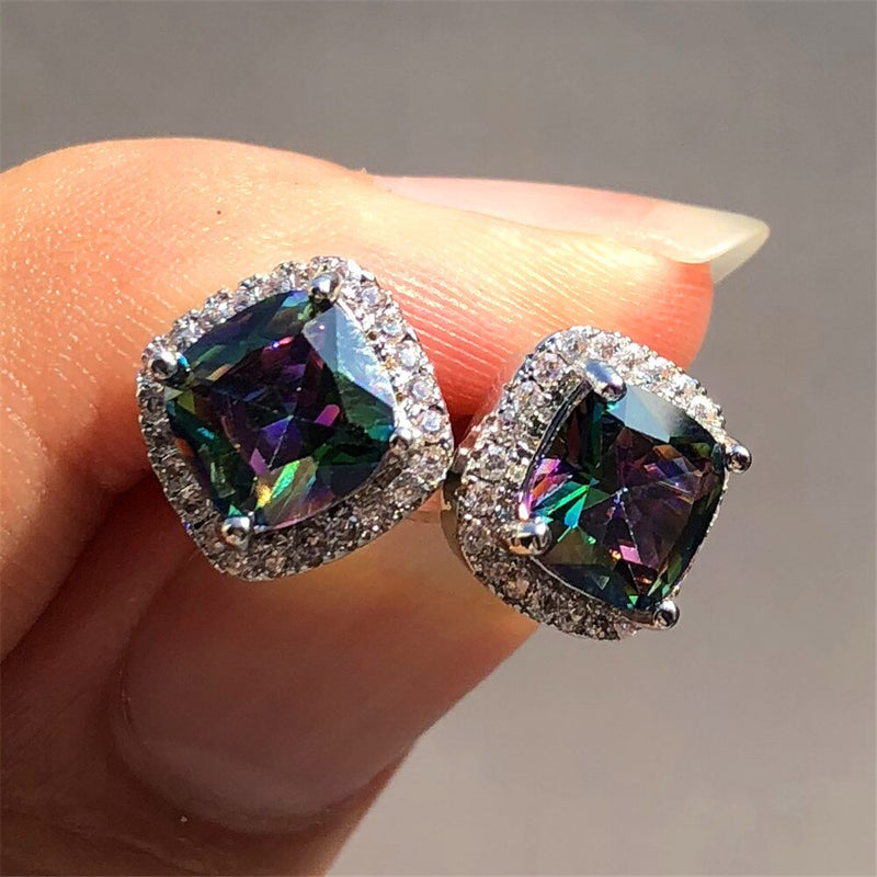 Boucles d'oreilles de luxe femme cristal Zircon pierre mode argent