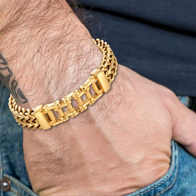 Bracelets hip hop en acier inoxydable pour hommes, chaîne à maillons