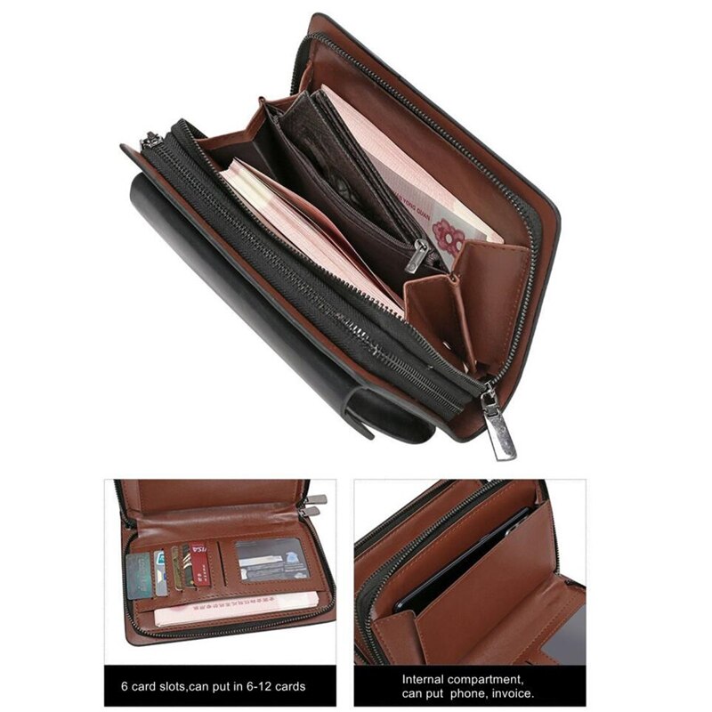 Pochette portefeuille en cuir souple pour hommes, pochette longue pour cartes de crédit, Style Business