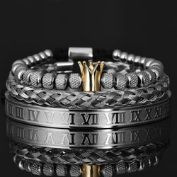 Bracelet chiffres romains royaux hommes et femmes en acier inoxydable