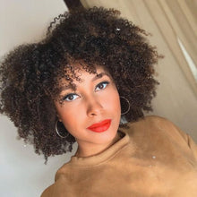 Charger l&#39;image dans la galerie, Perruque brésilienne Remy naturelle crépue bouclée, cheveux humains, coupe courte pour femmes africaines
