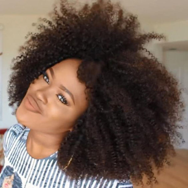 Perruque brésilienne Remy naturelle crépue bouclée, cheveux humains, coupe courte pour femmes africaines