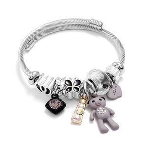 Bracelets  à Charms à faire soi-même, grand ours rose, pendentif cœurs, amour, Bracelet