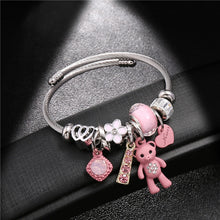 Charger l&#39;image dans la galerie, Bracelets  à Charms à faire soi-même, grand ours rose, pendentif cœurs, amour, Bracelet
