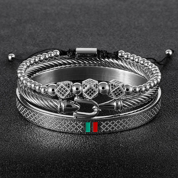 Bracelets de marque de luxe en Micro zircone, ensemble de bijoux en acier inoxydable MIXTE